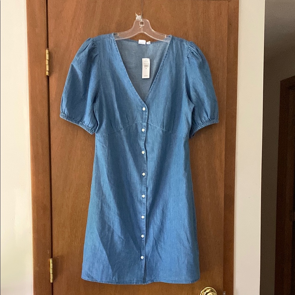 NWT GAP Blue Denim Button Front Dress